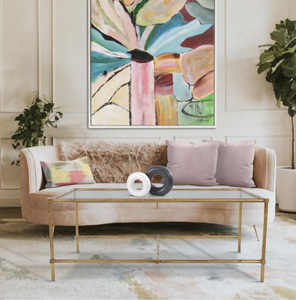 <b>Glass</b> Top Coffee <b>Table</b> Metal <b>Side</b> <b>Table</b> Modern Living Room Center <b>Table</b> Brass Finish - Product Image 1