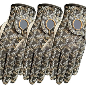 Guantes de golf para mano derecha, cuero genuino, estampado por sublimación, antideslizantes, cierre de gancho y bucle, deportivos unisex - Product Image 6