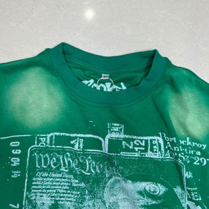 เสื้อยืดคอกลมแขนสั้นลายจุดสีเขียวผ้าถักทรงพอดีตัวลำลอง - Product Image 6