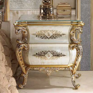 Elegant European <b>Antique</b> King Size Mahogany Silver Carved <b>Bed</b> Nightstands Luxury Bedroom Furniture Set for Hotel Apartment Use - Product Image 6