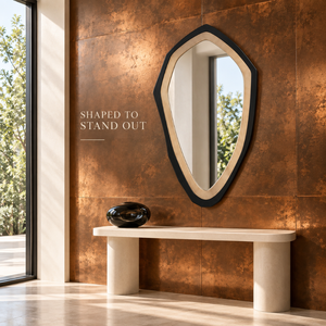Espejo de Pared con Borde Esculpido en Negro y Dorado, Moderno y Asimétrico, Decorativo para Sala de Estar, Dormitorio, Entrada, Decoración de Lujo para el Hogar - Product Image 4