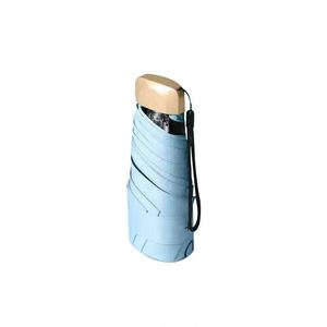 Paraguas de Viaje Manual de 6 Varillas y 5 Pliegues, con Revestimiento Negro Upv50, de Aleación y Tela Pongee, para Días Soleados y Lluviosos - Product Image 2
