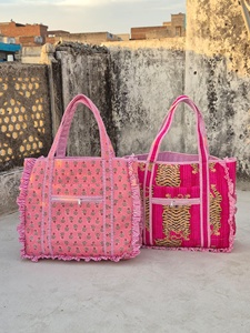 Large Cotton Quilted Bohemian Fashion Tote Bag Kantha Shopper Weekender Beach Bag From Rajasthan - Product Image 6