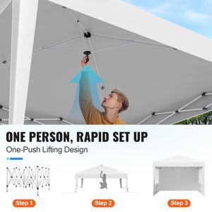 Gazebo Portatile Istantaneo 3x3 Metri con 3 Pareti Laterali e 2 Finestre Ventilate, Tenda Pop-Up Regolabile in Altezza - Product Image 2