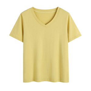 Camisetas de Mujer en Oferta, Camisetas con Logotipo Personalizado, Camisetas de Manga Corta con Cuello en V para Mujer, Precio al por Mayor, Hechas en Pakistán - Product Image 6