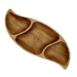 High Selling Dessert Serving Platter Tray Wooden Chip & Dip Plate Cookie Compartment Cheese Appetizer Plate Kitchenware - Product Image 3