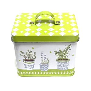 Caja Metálica Rectangular Personalizada con Impresión de Plantas, 90x65x78mm, con Asa, para Guardar Té, Galletas, Dulces y Regalos - Product Image 2
