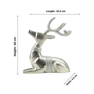 Figurine de renne en résine argentée, 26 cm de hauteur x 8,5 cm de largeur x 22,5 cm de longueur, décoration de Noël, ornement de table glamour, animal fait main - Product Image 5