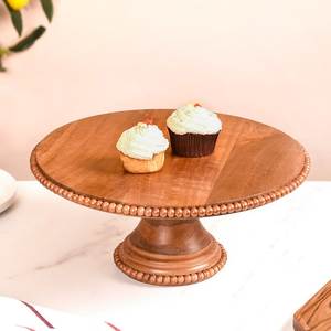 Elegant entertaining stand dessert photography prop <b>warm</b> brown cake pedestal wooden celebration <b>tray</b> modern kitchen accessory - Product Image 1
