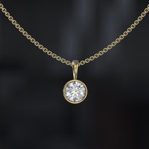<b>Solid</b> <b>Gold</b> Certified Round Lab-grown Diamond <b>Pendant</b>, Round Cut Moissanite <b>Pendant</b>, <b>Pendant</b> For Gift, Solitaire Women's <b>Pendant</b> - Product Image 2