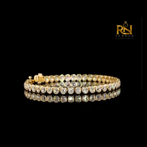 Old Mine Cushion Cut Lab Grown Diamond Tennis Bracelet Vintage Eternity Link Bracelet 9K 14K 18K <b>Solid</b> <b>Gold</b> Fine Jewelry - Product Image 3