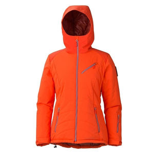 Chaqueta de invierno personalizada negra de vinilo brillante con capucha para mujer, precio al por mayor - Product Image 1