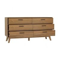 Cómoda de Madera Maciza de Estilo Escandinavo FYND con 6 Cajones, Mueble de Almacenamiento Independiente, Multiusos, Duradero, Fácil de Instalar, de Lujo