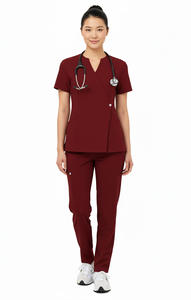 Conjuntos de Uniformes Médicos Unisex de Spandex/Algodón, Top con Broches Laterales y Pantalones Jogger para Enfermeras y Doctores - Product Image 4