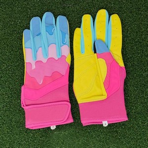 Guantes de Bateo de Béisbol para Hombre, Color Rosa y Morado, Palma de Cuero Genuino, Dorso Altamente Transpirable, Estilo Profesional, Tendencia en EE. UU. y Europa - Product Image 4