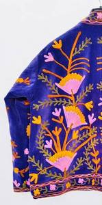 Premium <b>Velvet</b> <b>Jacket</b> Handmade Floral Embroidery High Stand Collar Boho Artisan Multicolor Luxury <b>Womens</b> Fashion Style - Product Image 5