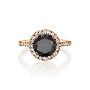 Bague de fiançailles demi-éternité en or rose 14 carats style vintage Bague empilable en diamant noir pour femme certifiée IGI pour fête de mariage - Product Image 1