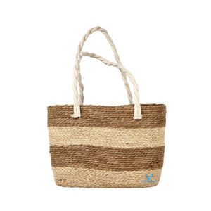 Sac fourre-tout tissé en fibre naturelle Vietrustic, nouveau design, en jonc de mer et coton, fait main, style bohème décontracté, pour la plage, avec bandoulière réglable - Product Image 3