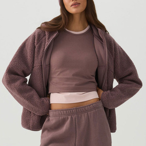 Chaqueta Sherpa con Capucha Personalizada para Mujer, Chaqueta de Invierno de Forro Polar Suave, Chaqueta Casual Cálida con Cremallera de Talla Grande, Proveedor Mayorista de Ropa - Product Image 3