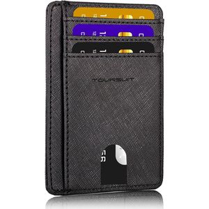 <b>Black</b> Cross Minimalist Slim Front Pocket RFID Blocking Card Holder Case <b>for</b> <b>Men</b> and Women Travel-Ready Credit <b>Wallet</b> - Product Image 1