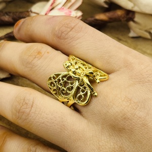 <b>Top</b> Choice Best Chunky Brass Fairy Ring Gothic Angel Rings Women Brass Ring Women 18k Gold Plated Gothic Fairy Jewelry Wholesale - Product Image 3