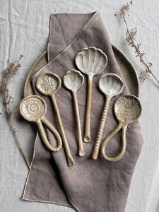 Cuillère à café vintage de luxe léger, rétro, en céramique, à manche court, pour la table et la soupe, usage domestique transfrontalier - Product Image 2