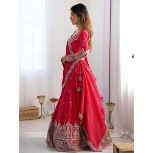 Magnetic Pink Crepe Silk Designer Lehenga Choli for <b>Wedding</b> - Product Image 5