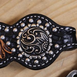 Ensemble de luxe têtière et collier de poitrail pour cheval de style western, en cuir de qualité supérieure avec strass, fait main, équipement d'équitation personnalisé - Product Image 3