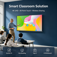 Tableau blanc interactif à écran plat, 40 points tactiles, écran tactile numérique intelligent, tableau d'enseignement AI pour l'école, 65 pouces
