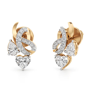 Pendientes de Diamantes con Corte Corazón, Oro Sólido de 18K, Joyería de Lujo para Mujer, para Bodas - Product Image 1