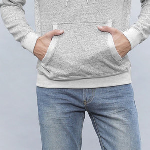 Sudadera con Capucha Gris para Hombre, Corte Regular, Color Sólido, Felpa Francesa de Algodón, Informal, Otoñal, con Bolsillo - Product Image 6