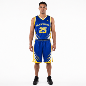 Conjunto de Uniforme de Baloncesto Personalizado para Hombre, Sin Mangas, 100% Poliéster Sublimado, Pantalones Cortos, Cuello en V, Absorbe la Humedad, Elástico en Cuatro Direcciones - Product Image 1
