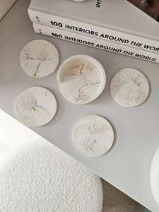 Trendy Handmade Round <b>Marble</b> <b>Coasters</b> Premium Stone Design Drink <b>Coaster</b> Set for Coffee Mugs Dining Table Kitchen and Living - Product Image 5
