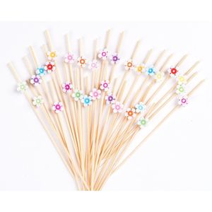 Stuzzicadenti Artigianali in Bambù Multicolore a Forma di Fiore, 100 Pezzi, 4,7 Pollici - Product Image 4