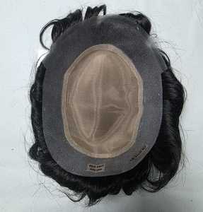 Prothèse capillaire en cheveux naturels indiens Silk Pro, noire, ondulations profondes et ondulations souples, avec dentelle pour bonnet, en cheveux Remy pour hommes, aspect naturel - Product Image 2