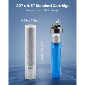 Cartuccia Filtro Acqua per Tutta la Casa a 3 Stadi 4.5'' x 20'' CTO Carbon Block, Filtro di Ricambio per Uso Domestico - Product Image 4