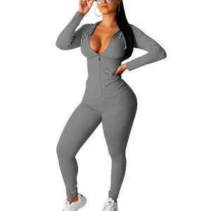 Combinaison moulante rouge à manches longues et taille haute pour femme, avec fermeture éclair sur le devant, col en V, couleur unie, tenue de club, en spandex et polyester, longueur intégrale - Product Image 4