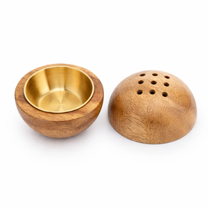 Porte-encens de luxe en bois et marbre avec bol en laiton, design sphérique, pour aromathérapie, décoration d'intérieur, coffret cadeau, artisanat de qualité supérieure - Product Image 2