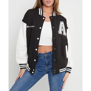Light Blue Varsity <b>Jacket</b> With Letter A Logo Front Full Sleeve Turn-down Collar <b>Women's</b> <b>Jacket</b> Autumn Style - Product Image 5