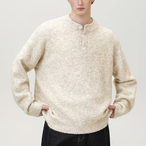 Men's Premium Casual Knit <b>Henley</b> Pullover <b>Long</b> <b>Sleeve</b> Button Neck Warm Soft Winter Sweater Custom Logo Wholesale Clothing - Product Image 5