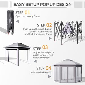 11FT X 13FT Waterproof Pop up Gazebo <b>Canopy</b> <b>Tent</b> Zippered Mesh Sidewalls Carrying Bag for Patio Garden Events Backyard Shelter - Product Image 5