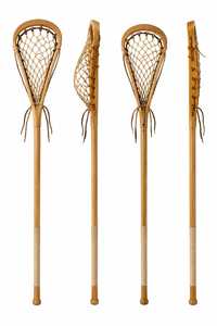 Wooden Lacrosse Stick With Natural <b>Netting</b> And Tan Grip For Team Sports - Product Image 2