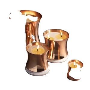 โลหะมีสไตล์วัสดุทองแดงคุณภาพสูงตกแต่งบ้านสแตนเลสรูปเรียวชุดขวดเทียน 4 ใบ - Product Image 1