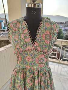 Robe Bohème Confortable en Pur Coton pour Femme, Imprimé Floral Fantaisie, Coupe Évasée, Maxi, Décontractée, Pièce Unique - Product Image 2