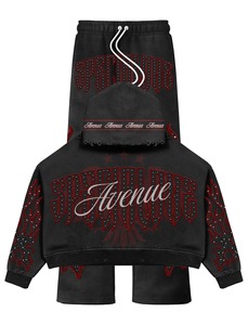 Ensemble de pantalon baggy et sweat à capuche zippé multicolores |    Ensemble de vêtements de rue graphiques de luxe, fabricant OEM à marque privée - Product Image 2