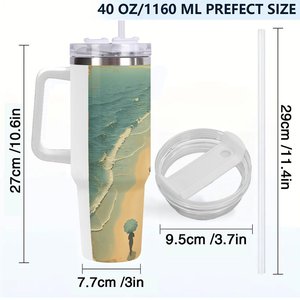 แก้วน้ำเก็บอุณหภูมิแบบกำหนดเอง ขนาด 40 ออนซ์ ทำจากสแตนเลส ลายวิวชายหาด - Product Image 4