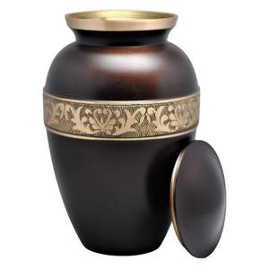 Premium Brass Metal Funeral Urn - <b>Large</b> Emerald Green Cremation Urns for Adults - Hand Engraved Decorative Memorial Vase Urn - Product Image 5