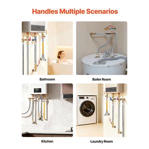 Valvola a sfera 3/4'' FIP x 1/2'' PTC in acciaio inossidabile con connettore a innesto rapido, kit connettore flessibile per scaldabagno per tubi idraulici - Product Image 6