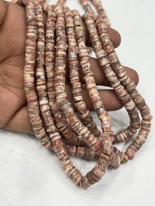 Perles de pierres précieuses de haute qualité pour la fabrication de bijoux, 17 pouces, rhodochrosite naturelle facettée, forme de pneu Heishi, taille 7-8 mm - Product Image 2