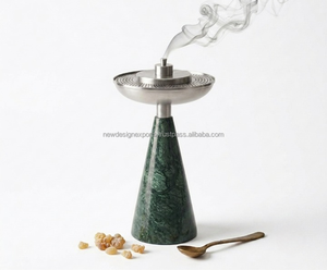 Quemador de Incienso Árabe Contemporáneo de Metal con Base de Imitación Mármol, Rejilla de Malla, Carbón y Oud, Set de Regalo Mabkhara - Fabricante - Product Image 4